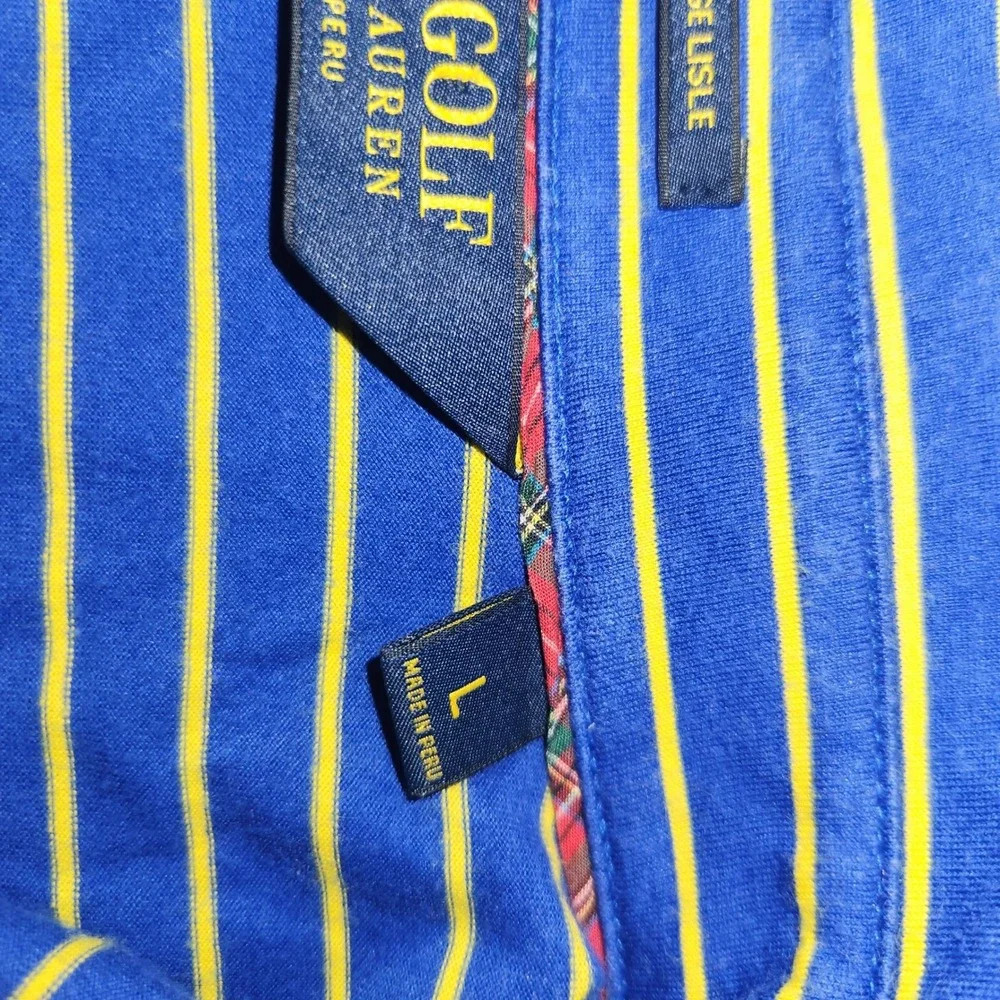 Polo Golf Ralph Lauren Vintage‎ Lisle Striped Golf Polo Shirt - Men's Large